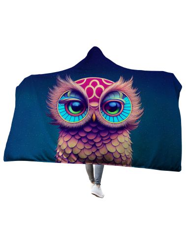Koc z kapturem Colorful Owl