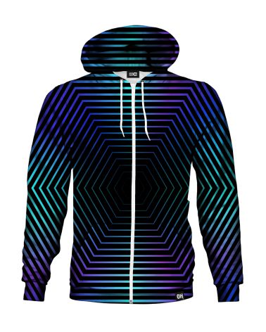 Holographic And Geometric Zip-up hoodie