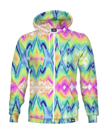 Multicolor Tie Dye Zip-up hoodie