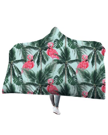 Koc z kapturem Flamingo Palms